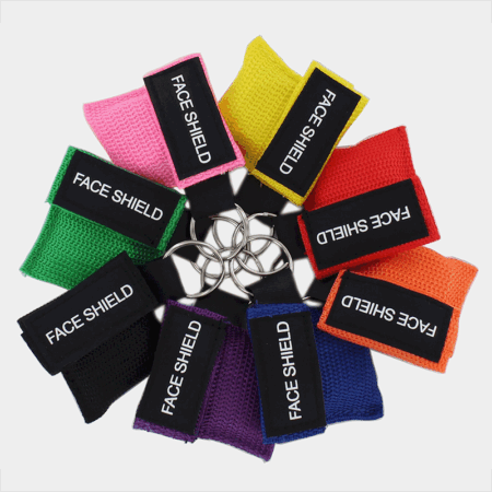 Face Shield with Valve in Keyring Pouch